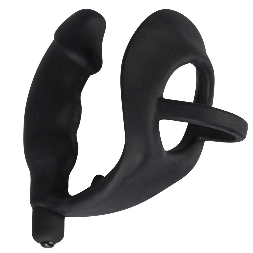 Black Velvets Cock Ring And Vibrating Anal Plug