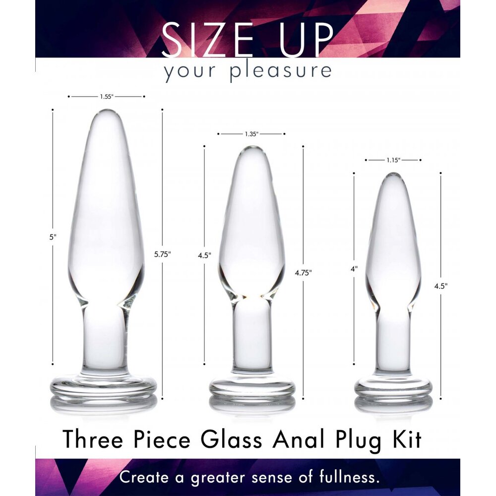 XR Dosha 3 Piece Glass Anal Plug Kit