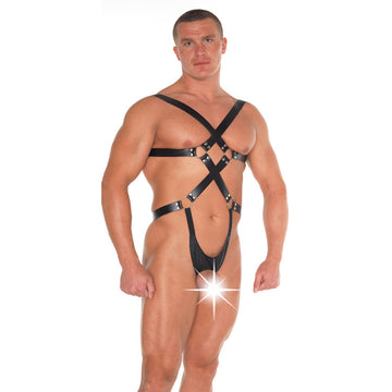 Leather Strappy Bondage Teddy